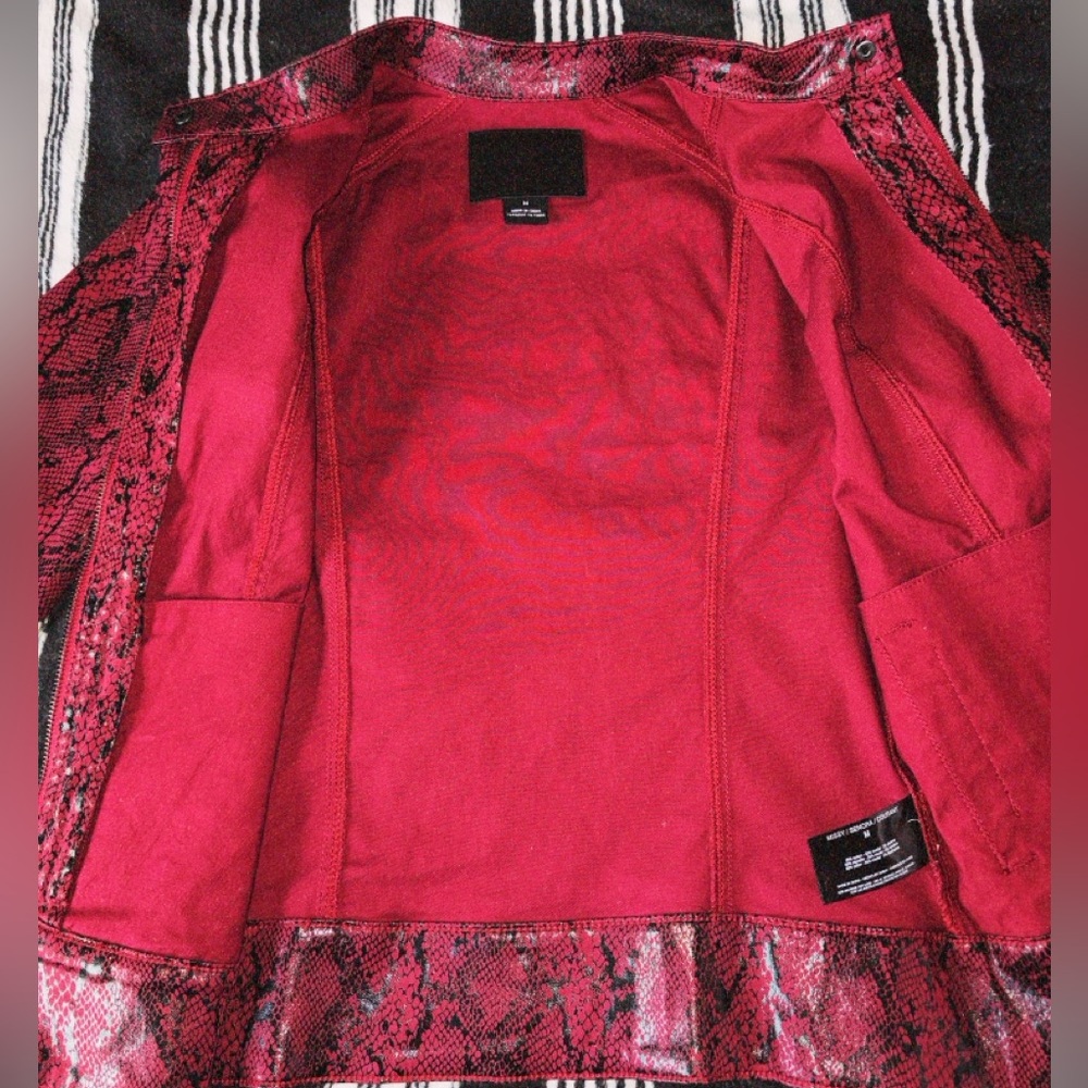 Red Snake Print Leather Jacket - Picture 2 of 7